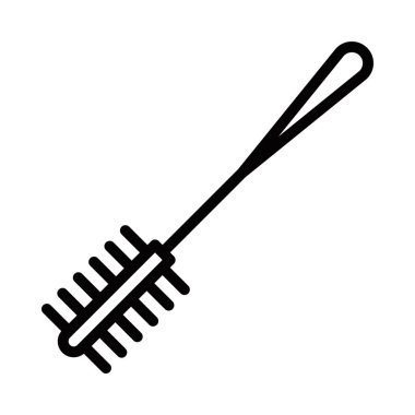 Tuvalette temizlik ve hijyen için tuvalet fırçası. Vektör simgesi. Düzenlenebilir vuruş