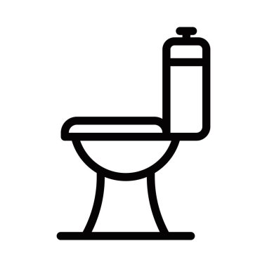 Ev ve umumi tuvaletler için su deposu olan modern bir klozet. Vektör simgesi. Düzenlenebilir vuruş