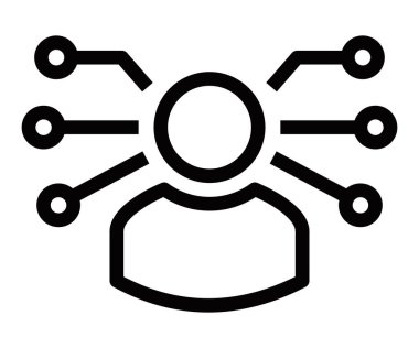 Dijital ağ bağlantıları olan kullanıcı profili. Vektör simgesi. Düzenlenebilir vuruş