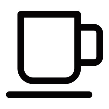 Kahve fincanı kulplu fincan tabağında. Vektör simgesi. Düzenlenebilir vuruş