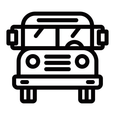 Kamu otobüsü simgesinin ön görüntüsü. Vektör çizimi. Düzenlenebilir vuruş