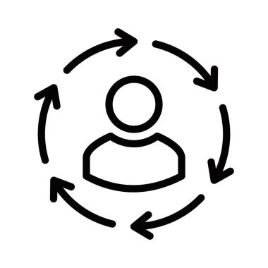 Etrafında dairesel oklar olan biri. Vektör simgesi. Düzenlenebilir vuruş