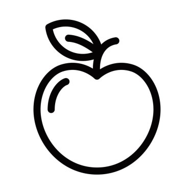 Yaprak kaplamalı şeftali meyvesi. Elma vektör simgesi. Düzenlenebilir vuruş