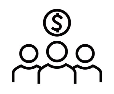 Başında dolar sembolü olan insanlar grubu. Düzenlenebilir vuruş