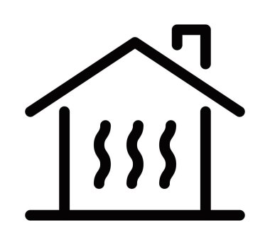 Buhar hatları olan minimum sauna binası. Düzenlenebilir vuruş