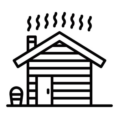 Buhar hatları ikonlu sauna kabini. Düzenlenebilir vuruş
