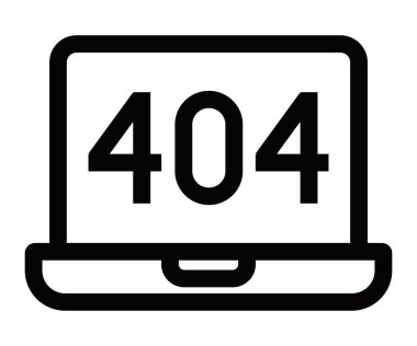 Dizüstü bilgisayar 404 hata vektörü simgesini gösteriyor. Düzenlenebilir vuruş
