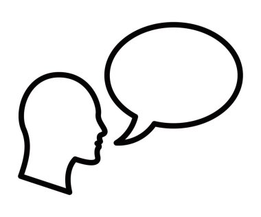 İnsan kafası kabarcık vektör ikonu ile konuşuyor. Düzenlenebilir vuruş