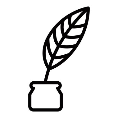 Tüy kalem ve mürekkep şişesi vektör simgesi. Düzenlenebilir vuruş