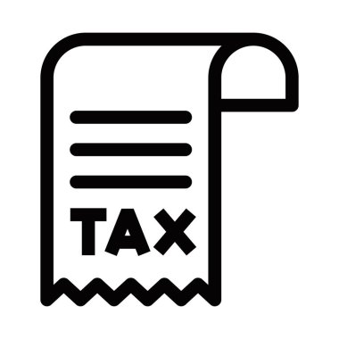 Vergi metin vektör simgesi içeren kağıt makbuzu. Düzenlenebilir vuruş