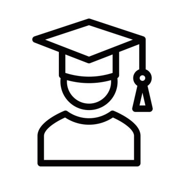 Mezuniyet şapkası vektör ikonu öğrencisi. Düzenlenebilir vuruş