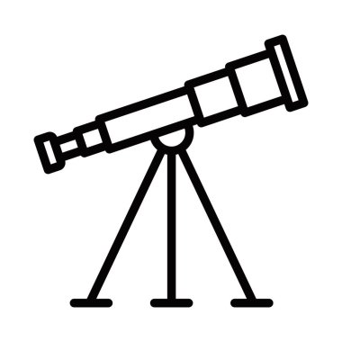 Astronomi vektör ikonu taslağı için teleskop. Düzenlenebilir vuruş