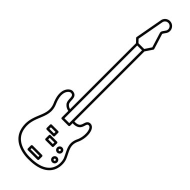 Elektro bas gitar ikonu, minimal çizgi tarzında. Düzenlenebilir vuruş