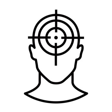Ortalanmış hedefli insan kafası simgesi. Düzenlenebilir vuruş