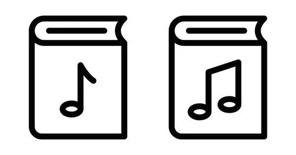 Eğitim, öğrenme ve sanat temaları için müzik kitabı ikonu. Düzenlenebilir vuruş