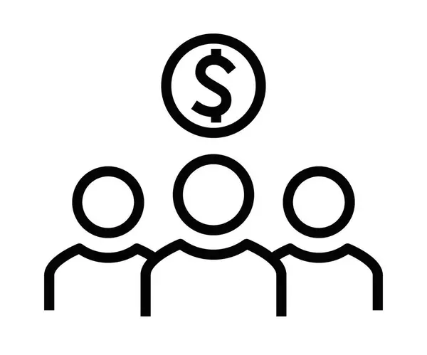 Başında dolar sembolü olan insanlar grubu. Düzenlenebilir vuruş
