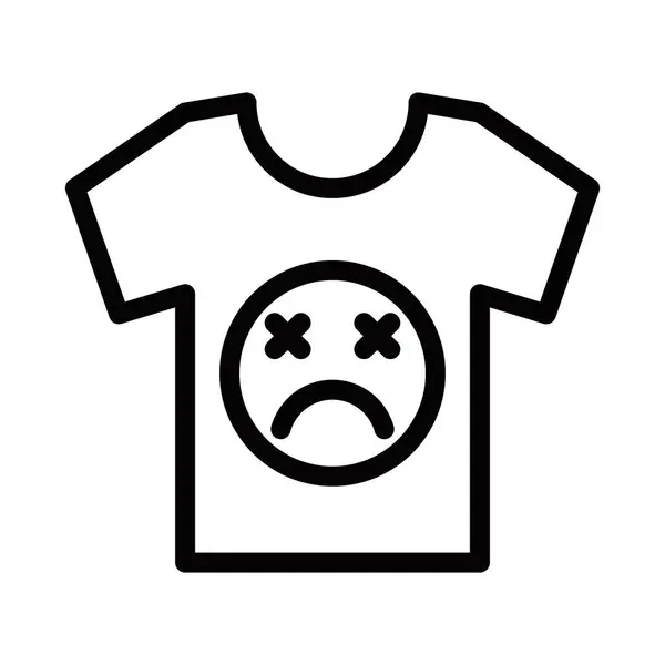 Üzücü emoji yüz vektör simgesi olan tişört. Düzenlenebilir vuruş