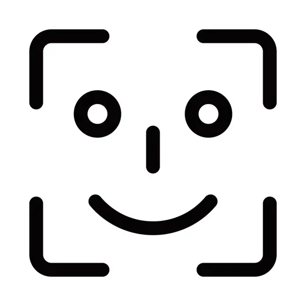 Gülümseyen tasarımı olan yüz tanımlama simgesi. Düzenlenebilir vuruş