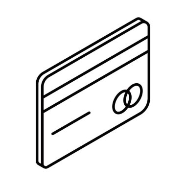 Dijital bankacılık için kredi kartı sembolü. İzometrik vektör simgesi. Düzenlenebilir vuruş