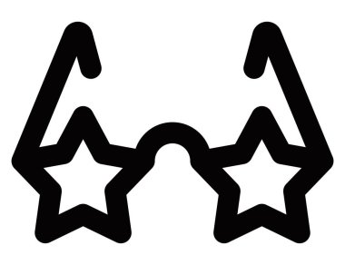 Ana hatlarıyla yıldız vektör illüstrasyonlu gözlükler. Düzenlenebilir vuruş