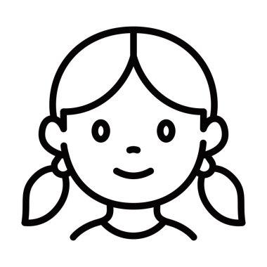 Çizgi film tarzında sevimli bir kız vektör çizimi. Düzenlenebilir vuruş