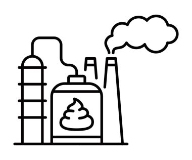 Atık konteynır illüstrasyonlu biyogaz fabrikası. Düzenlenebilir vuruş