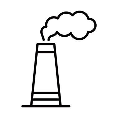 Sigara fabrikası bacası ve duman vektör çizimi. Düzenlenebilir vuruş