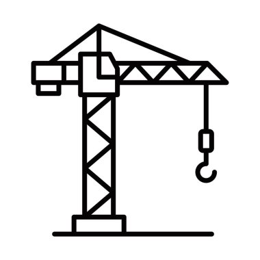 Kancalı bir vinç. Vektör çizimi. Düzenlenebilir vuruş