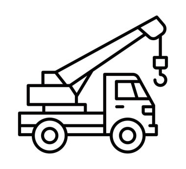 Kancalı gezici vinç kamyonu. Vektör çizimi. Düzenlenebilir vuruş