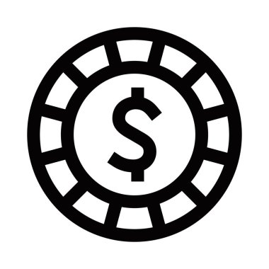 Dolar sembollü kumarhane fişi. Vektör çizimi. Düzenlenebilir vuruş