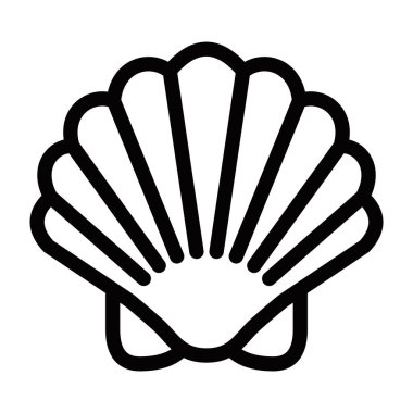 Simetrik çizgileri olan deniz kabuğu simgesi. Vektör çizimi. Düzenlenebilir vuruş