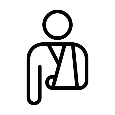 Sargı bezli yaralı bir şahıs. Vektör çizimi. Düzenlenebilir vuruş