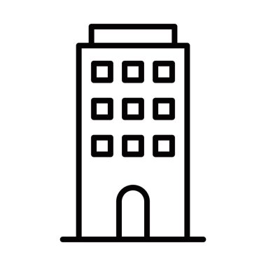 Pencereleri olan büyük bir ofis binası. Vektör çizimi. Düzenlenebilir vuruş