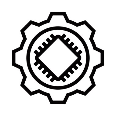 Mikroçip dişli işlemci vektör çizimi. Düzenlenebilir vuruş