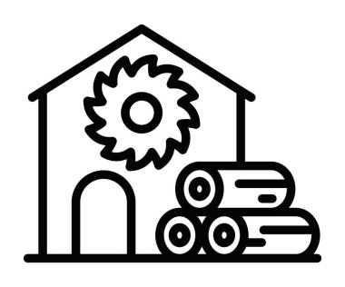 Sawmill kereste taşıyıcı illüstrasyonunu kaydediyor. Düzenlenebilir vuruş