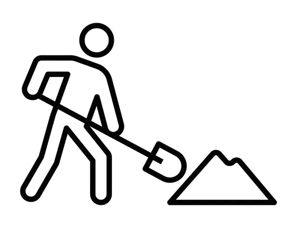 Kürek vektör illüstrasyonlu inşaat işçisi. Düzenlenebilir vuruş