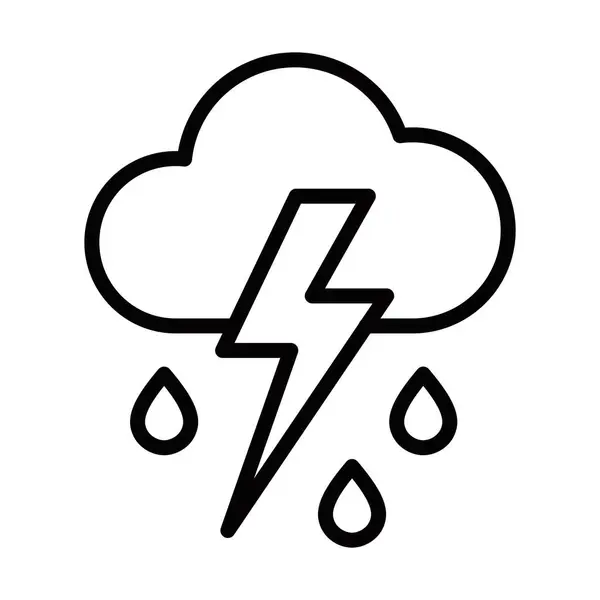 Yağmurlu sağanak ve yıldırım vektör çizimi. Düzenlenebilir vuruş
