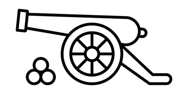 Eski moda top ve toplar. Vektör çizimi. Düzenlenebilir vuruş