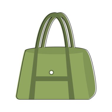 Çift saplı şık yeşil el çantasının vektör çizimi