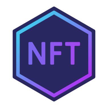 Gradyan renklerle NFT altıgen sembolünün vektör illüstrasyonu