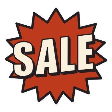 Patlayıcı satış rozeti, kalın harfler ve kırmızı arkaplan. Vektör