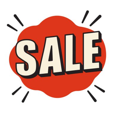 Cesur tipografi ve sıçrama tarzıyla balon ikonu satışı. Vektör