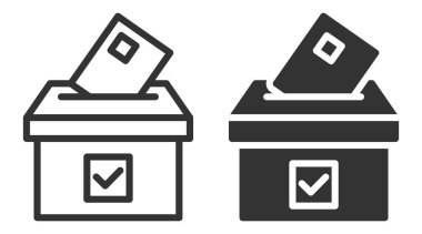 Siyah-beyaz kontrast tarzında oy sandığı simgesi. Vektör