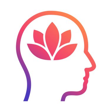 Kafasında nilüfer yaprakları olan vektör zihin sağlığı ikonu