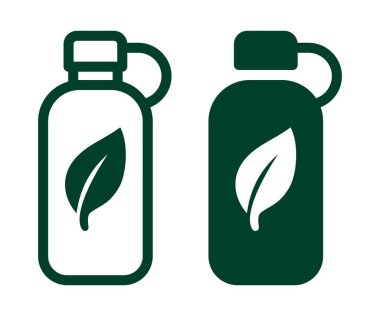 Yeşil yaprak sembollü vektör eko su şişesi simgeleri