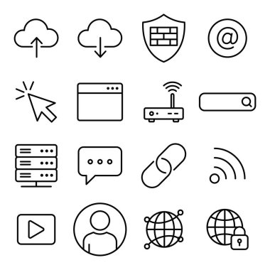 İnternet ve ağ simgeleri ana hatlar biçiminde ayarlandı. Düzenlenebilir vuruş