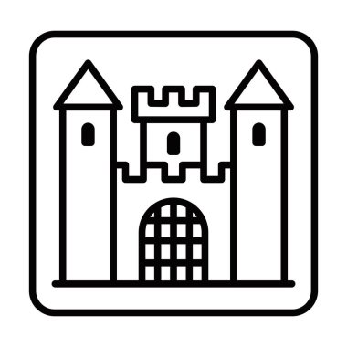 Ortaçağ kale ikonunun vektör çizimi. Düzenlenebilir vuruş