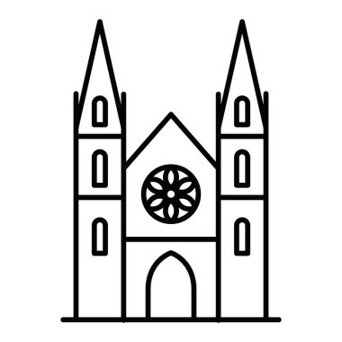 Katedral kilise ikonunun vektör çizimi. Düzenlenebilir vuruş
