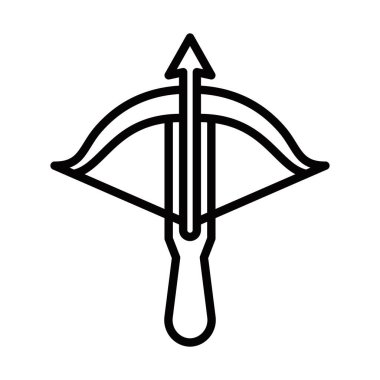 Bir yay ve okun siyah beyaz çizimi. Ok yukarıyı gösteriyor ve yay kavisli. Düzenlenebilir Vuruş