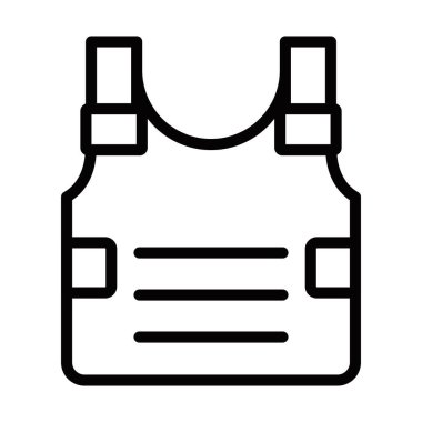 Siyah beyaz bir yelek resmi. Yelek giyeni zarardan korumak için tasarlanmıştır. Düzenlenebilir Vuruş